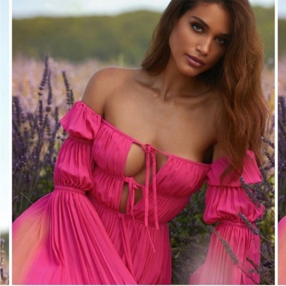 Alamour Dress Womens Size XL Analu Pleated Midi Hot Pink - Picture 4 of 12